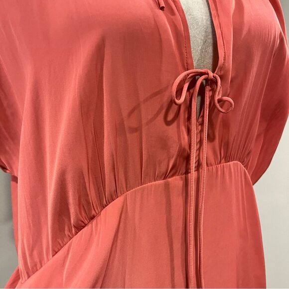 A New Day Coral Tie-Front short sleeve mini Dress size large - Picture 4 of 12